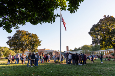 Prayer on the front lawn